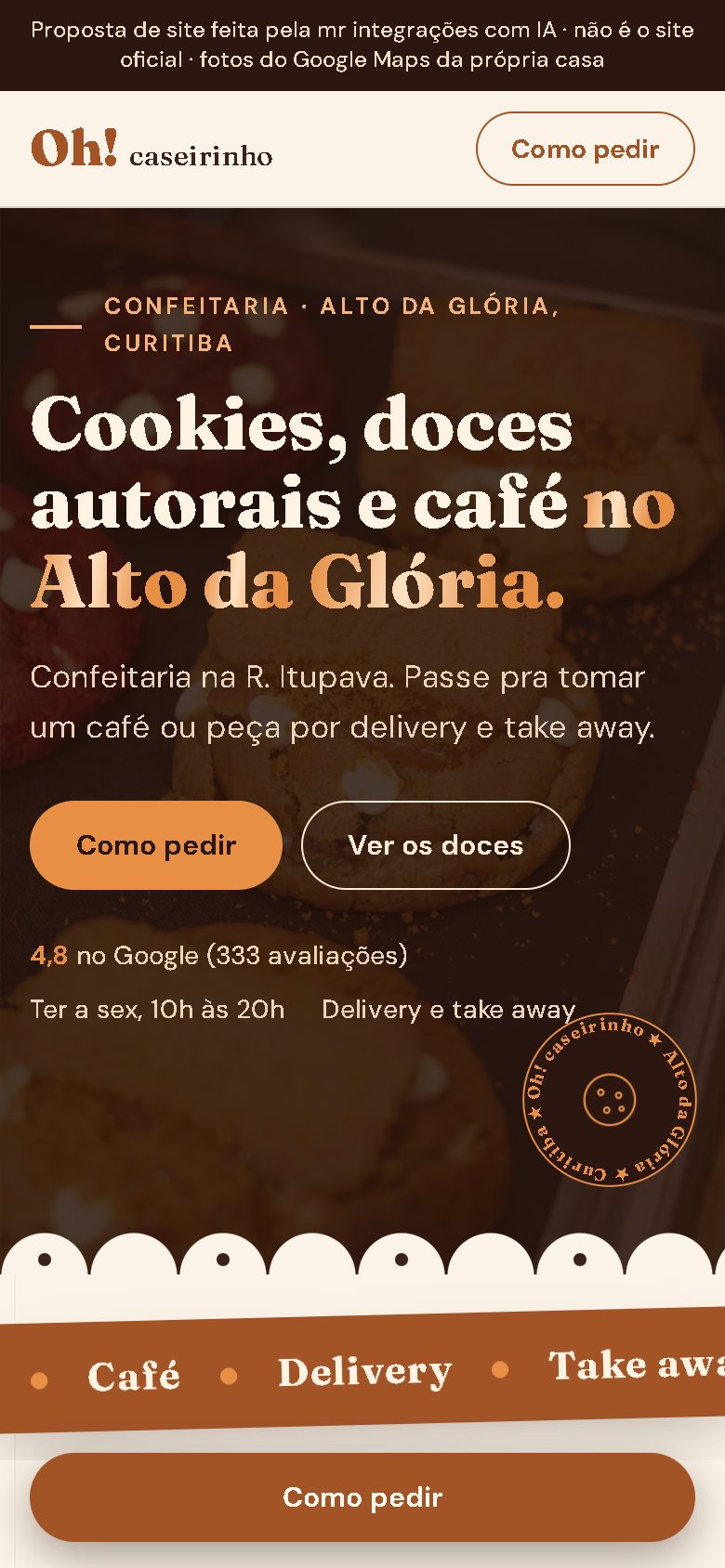 O mesmo modelo no celular.